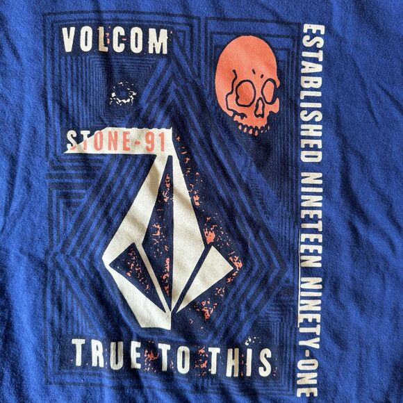 Volcom‎ T Shirt Youth Boys Blue Graphic Print Short Sleeve Tee Size XL 16 - Picture 2 of 4